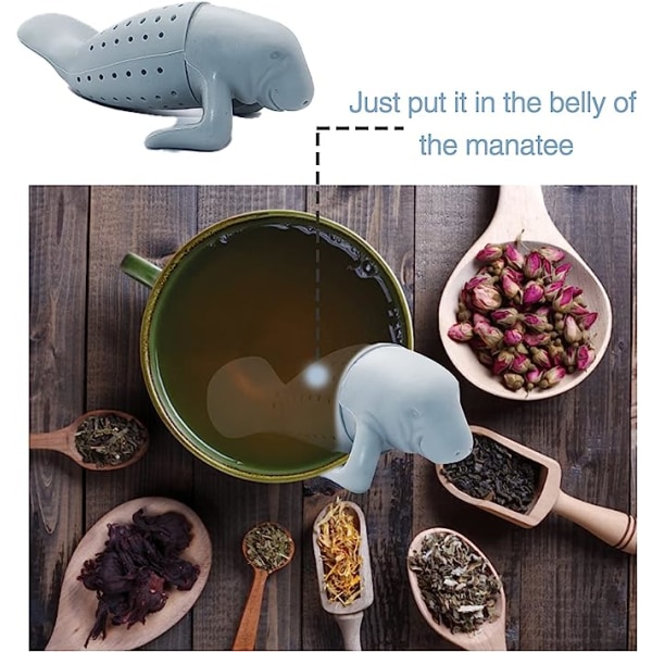 Te-sil, silikon te-infuser, søt løsblads-te-stettere sett for et krus eller en kopp, gave til teelskere, 1 te-sil med løsblader