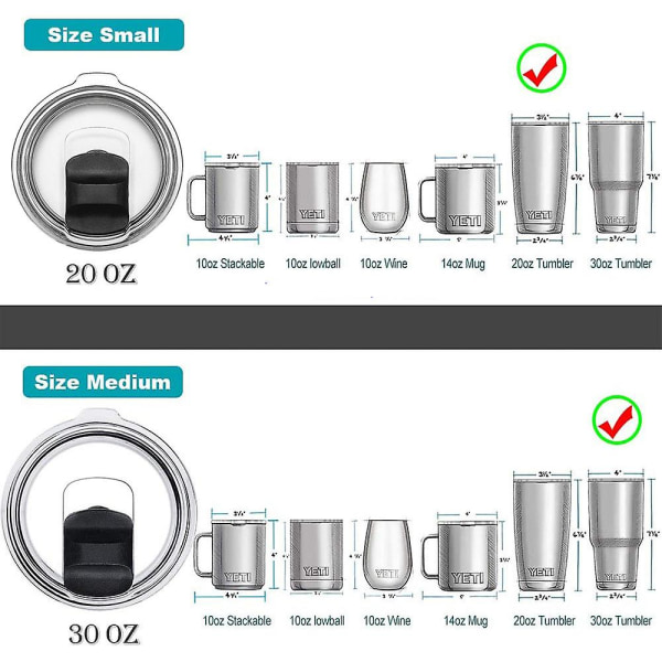 20/30 Oz magnetisk spildsikkert tumblerlåg - Kompatibel/erstatning til Yeti Rambler, Old Style Rtic erstatningslåg 20oz