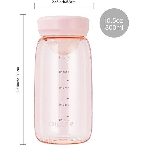 Mini plastvannflaske uten sugerør, 10 oz liten plastflaske BPA-fri og trygg for jenter, barn, rask flyt, holdbar for melkete (rosa)