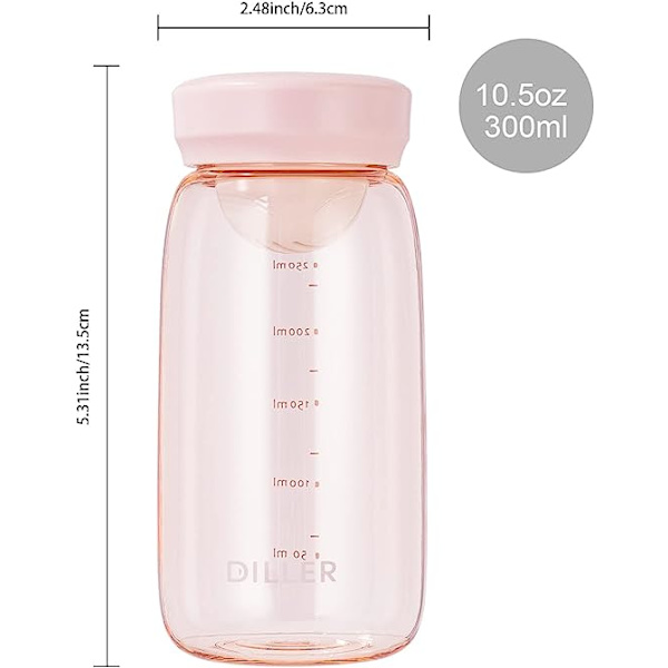 Minimuovinen vesipullo ilman olkia, 10 unssin pieni muovipullo, BPA-vapaa ja turvallinen tytöille, lapsille, nopea virtaus, kestävä maitoteetä varten (vaaleanpunainen)