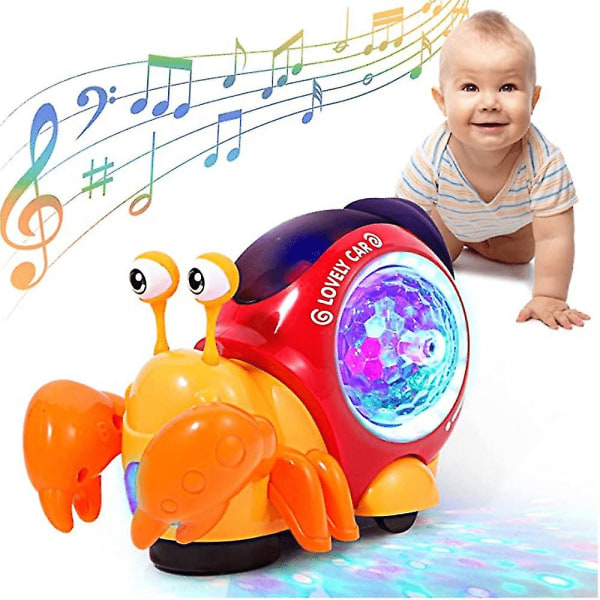Krypende Glide Eremittkrabbe Musikalsk Interaktiv Leke Småbarn Baby Elektrisk Belysning Glide Bevegelse Tidlig læring Pedagogiske leker Orange