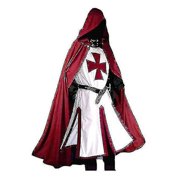 Herre middelalderlige Crusader Knights Templar kostume Red M