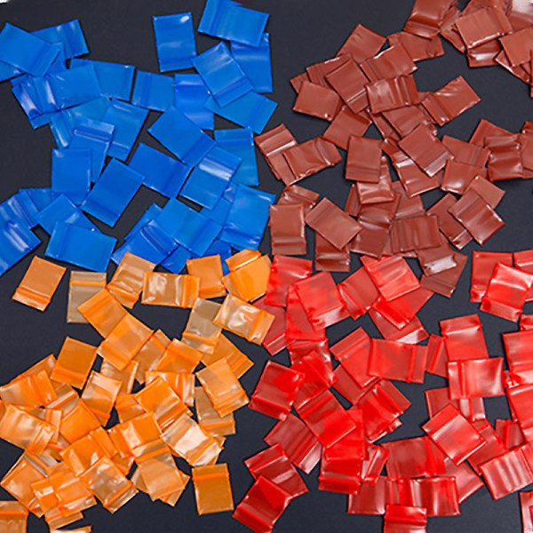 Tib 100st Röd/svart/blå/orange Tjocka Ziplock Påsar Knapp Mynt Små smycken Återförsäljningstillbehör Förvaring Förpackning Plastpåse Black 3x4cm
