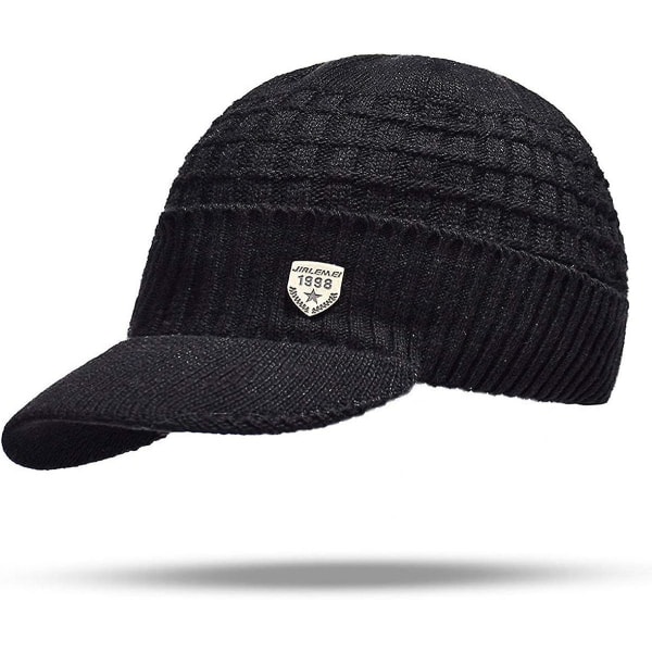 Yixda Miesten talvihattu Peak Warm -neulotulla cap ja fleecevuorella black One Size