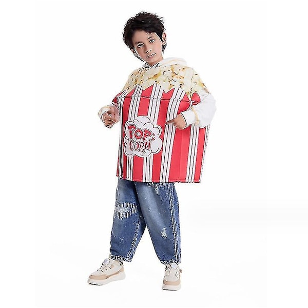 Popcorn-dräkt för Halloween, kreativ matdräkt för flickor och pojkar, cosplay-fest