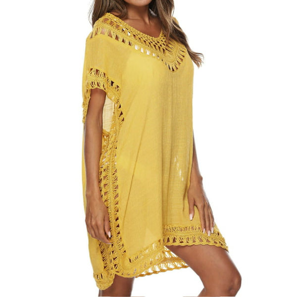 Baddräkt Cover Ups Swim Cover ups för Plus Women Batwing ärmar