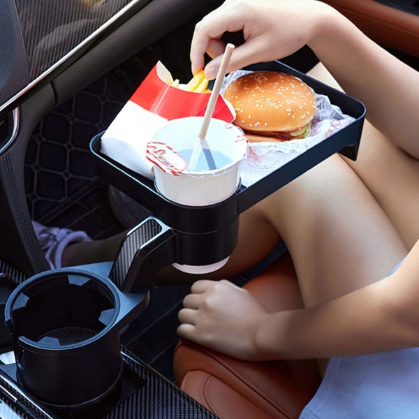 Kannettava autokuppipidike Kiinnitettävä ateriatarjotin Laajennettu pöytäpöytä 360 Kierrettävä, säädettävä auton ruokatarjotin mukiteline - juomatelineet Small