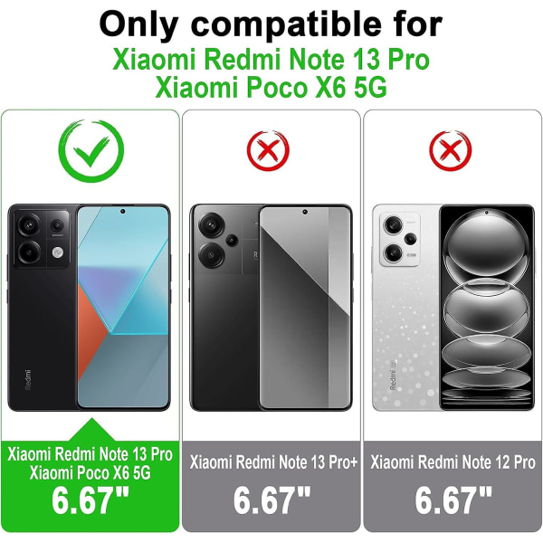 För Xiaomi Redmi Note 13 Pro 5G Case, Dual Layer Heavy Duty Stötsäkert cover med glidkameraskydd, Anti-Scratch Non-Slip