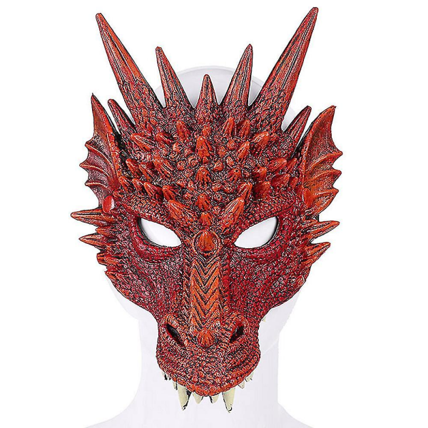 Halloween Cosplay Full Mask Vuxen Festrekvisita 3d Dragon Mask Red