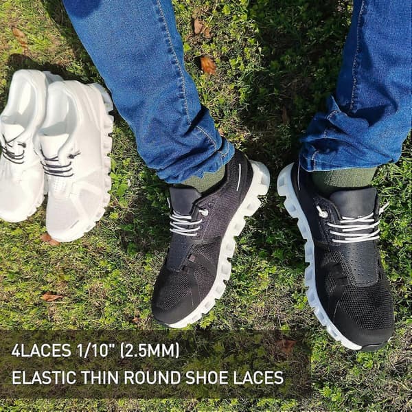 2 par elastiske snørebånd til On Cloud sneakers, 2,5 mm stræk runde