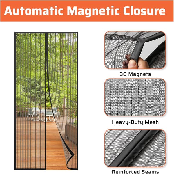 Magnetisk fluenet dør, passer til døre op til 90x210 cm (sort)