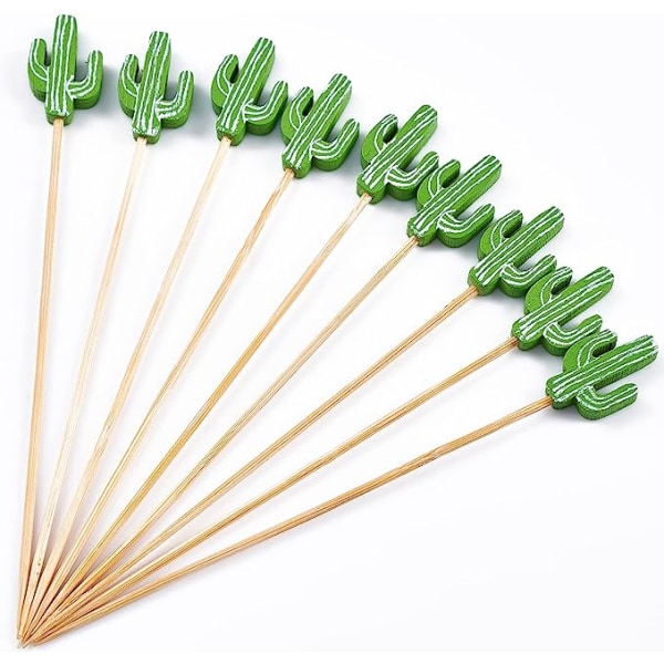 Cocktail Picks Handgjorda bambu tandpetare 100 st 4,7” i gröna kaktusar