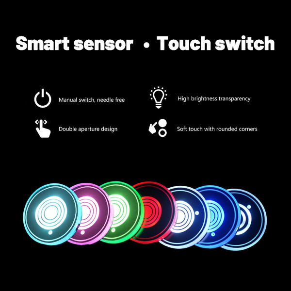 2 kpl 7 väriä Auton Led Cupin pidike Valomatot Autolasinaluset Pullo Ilmakehän Valo Constellation Taustavalo Led Mukinpidike Pehmusteet|juomatelineet|