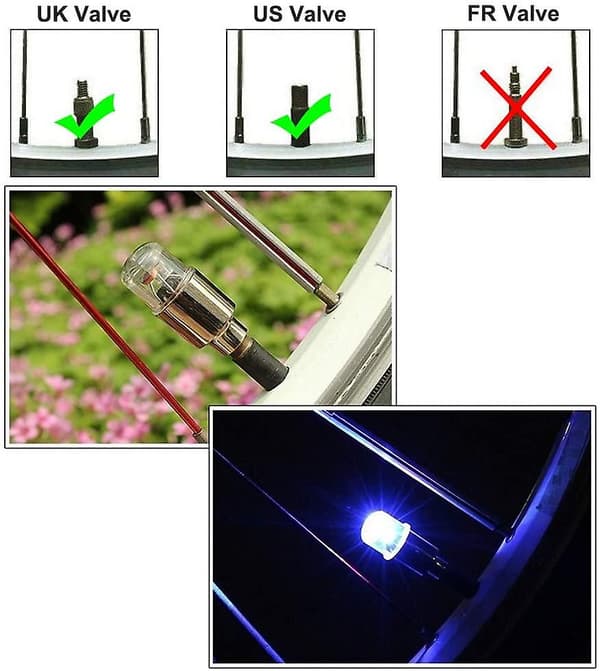Bildekk Ventilhetter LED Lys Sykkel Lykt Eiker Nav Dekk Lampe Bildekk Dekorasjonstilbehør - Dekorative Lamper & Striper Red