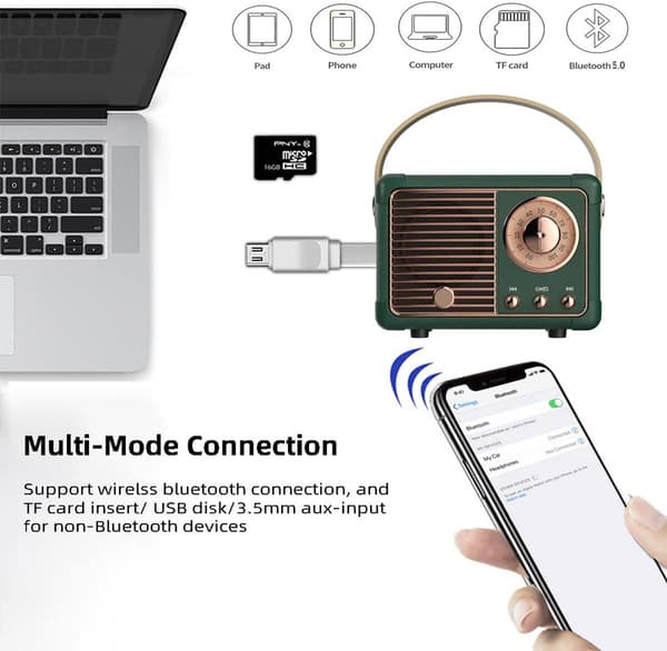 Retro Bluetooth-kaiutin Mini Langaton Kaiutin, Kannettava Ulkokäyttöön