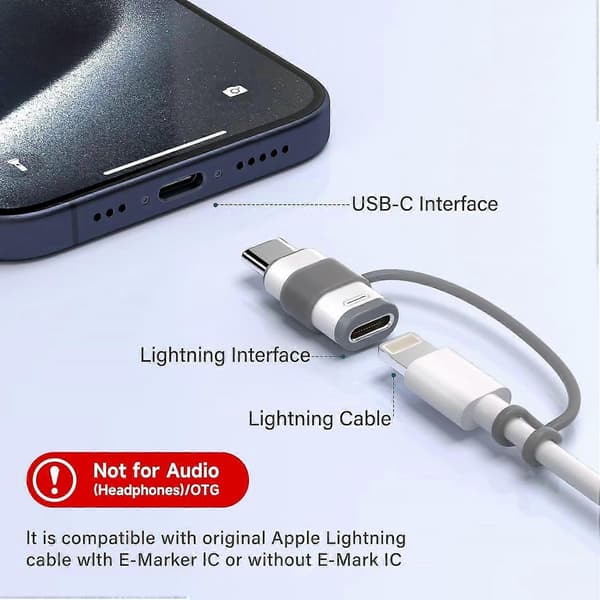 4-pak Lightning til USB C-adapter til iPhone 15/16/17/17 Pro Max/Plus, Samsung