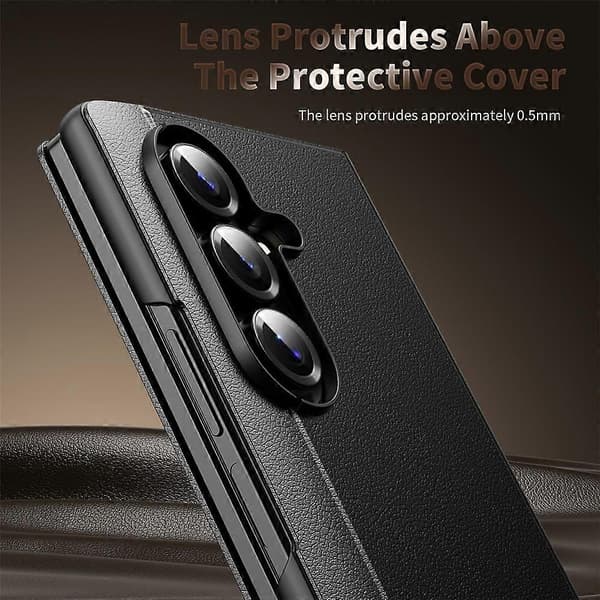 Kompatibelt etui til Samsung Galaxy Z Fold7 5G Smart View Window lædercover Black