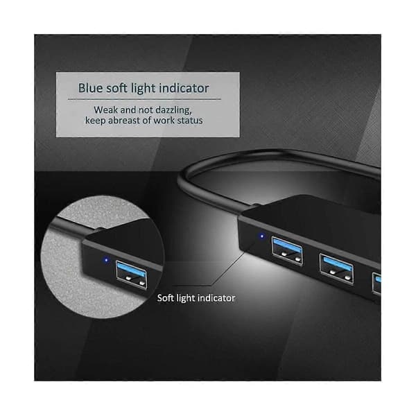 4-portars USB 3.0-hubb, plast, svart