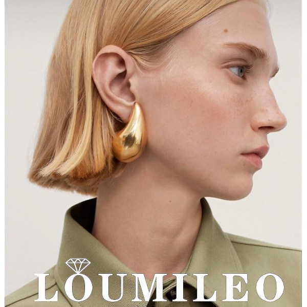 Erittäin suuri Bottega-korvakoru Dupes Hypoallergenic Chunkygoldhoopearrings Kevyet vesipisaran kyynelkorvakorut Trendikäs kultaiset vesipisarakorvakorut naiselle Gold20mm