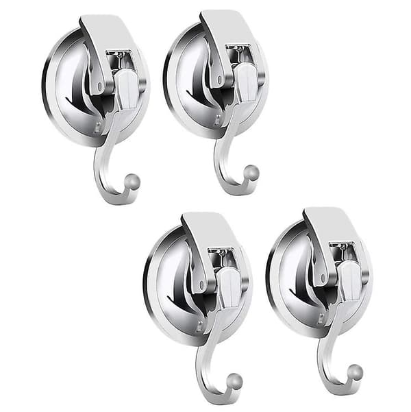 Förpackning med 4 starka sugkoppskrokar (silver)