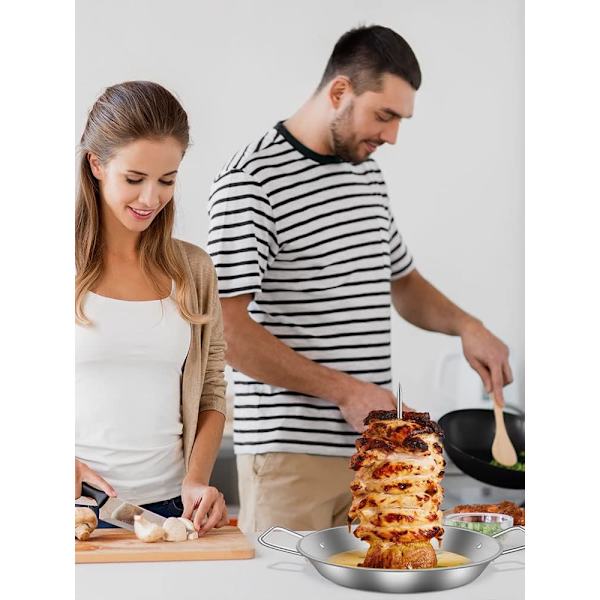 Rustfri BBQ vertikal grillspyd med 3 erstatningspigger Vertikal spydgrill