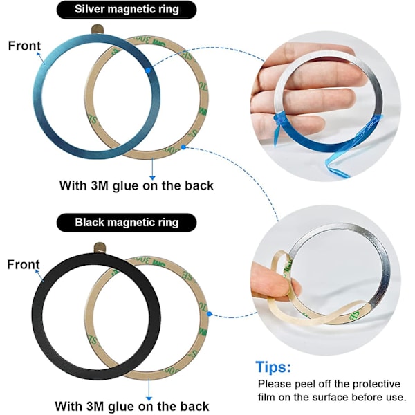 5 kpl Universaali Magneettinen Metallilevyrengas Magsafe Langattomalle Laturille Rauta Arkkitarra Magneetti Autopuhelinpidikkeen Lisävarusteet| | Black