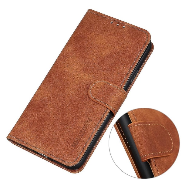 ZTE Blade A32 Retro Texture phone case, PU-nahkaiselle lompakkotelineelle putoamisen estävä puhelimen cover Brown