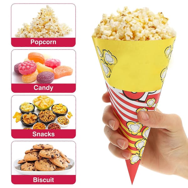 Popcorn Papirpose Kegleform til Popcorn 100 Stk. Papirkegle Slikposer