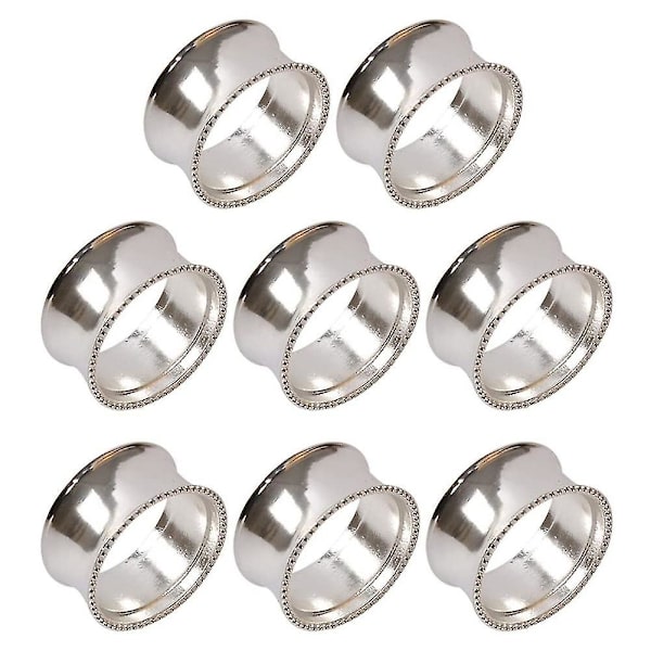 8 bitar av zinklegering pärlservettring Delikat servettspänne (silver)