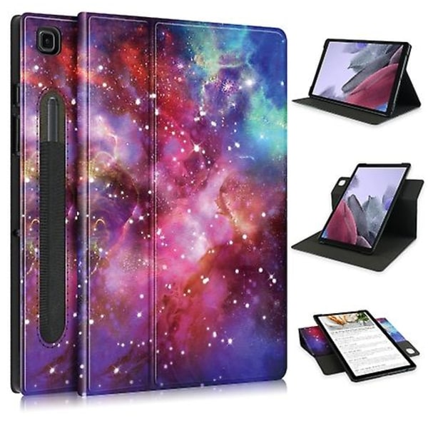 For Samsung Galaxy Tab A7 Lite 8.7 2021 T220 / T225 Lakkert 360 grader rotasjon nettbrett lærveske med holder Milky Way