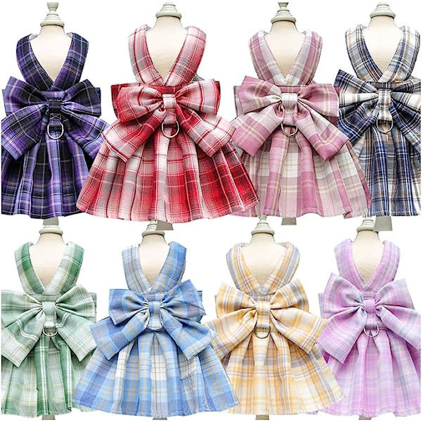 Djurkläder Hundhalsband Kjol Rosett Husdjurssele med bröstrem Dragrep Hundkläder för små hundar Kattkoppel Princess Tutu kjolklänning