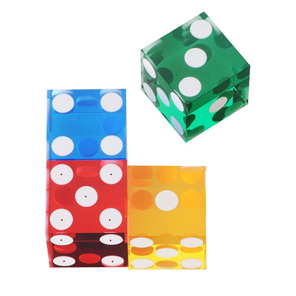 Højkvalitets akryl gennemsigtige terninger Sekssidet D6 19 mm Casino Terning sæt med 5 Yellow