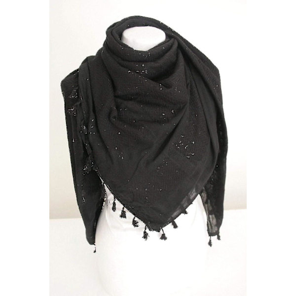 Palestine Scarf, Keffiyeh, Arafat Hatta, Wide With Tossels, Shemagh Keffiyeh Arab Houndstooth100% Black