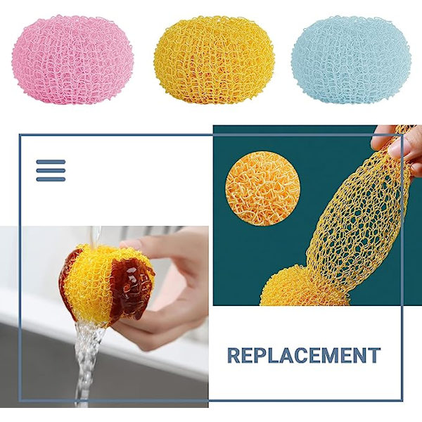 4 kpl astianhankausharja, nylon hankaustyynyt, naarmuuntumattomat astianpesurit, pyöreä hankaussienityyny (D Replace-Pink)