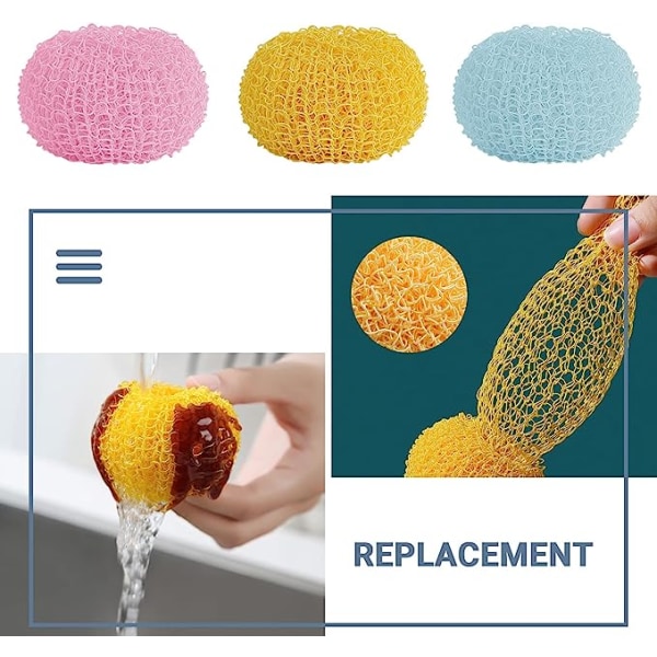 4 stycken diskskurborste Nylon skursvampar Repfri diskskrubber Rund skursvamp (D Replace-Pink)