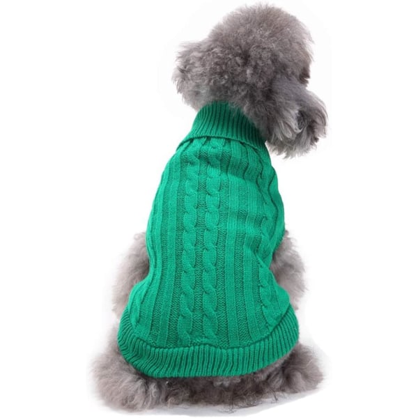 Små hundesweatere Strikket Pet Cat Sweater Varm Hunde Sweatshirt Hunde Vintertøj Killing Hvalpe Sweater (X-Small, Grøn)