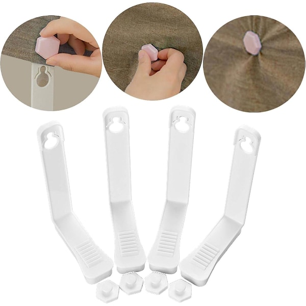 Generisk 4-stykke sengetøjsholder Fastener Sheet Grippers, Whitewhite
