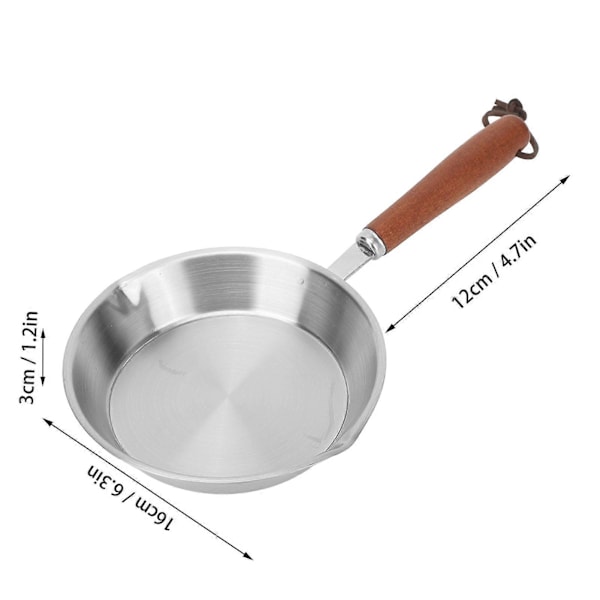 16 cm ruostumattomasta teräksestä valmistettu paistinpannu, tarttumaton munapannu, paistinpannu kotitalouksille, ravintoloille, induktioliedelle