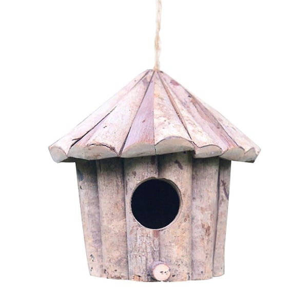 Hummingbird House - pustende hekkehus for småfugler, naturlig tre kolibri-hekkehus for utendørs hagegårdsdekorasjon