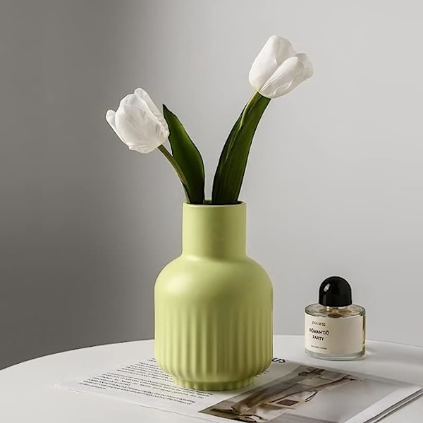 Nordisk Keramikvas Hem Vardagsrum Bordsskiva Dekoration Blommor Hydroponic Container Veranda Sovrumsinredningstillbehör (Färg: Grön)