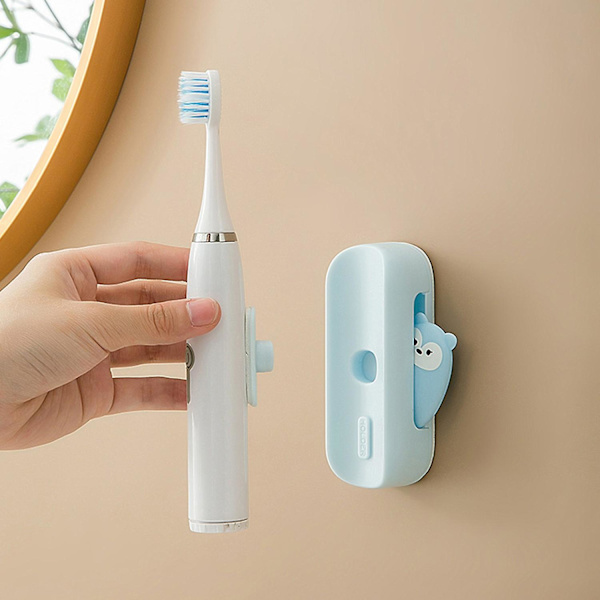 Vattentät självhäftande elektrisk tandborsthållare Plast Praktisk antiglidspår tandborsthållare Blue