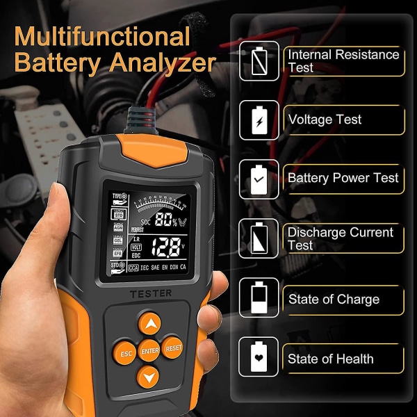 Bilbatteritester 12v 24v Automotive Digital Auto Battery Analyzer Nøjagtig batteridiagnose også