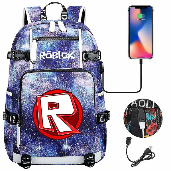 Ny Roblox USB Student Laptop Ryggsäck - Ungdom Casual Reseväska för män och kvinnor
