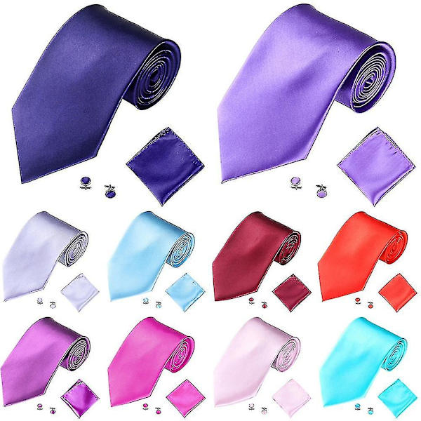 Miesten muoti Yksiväriset puvut Solmiot Solmiot Kalvosinnapit Hanky ​​Set Tuxedo Puku Black
