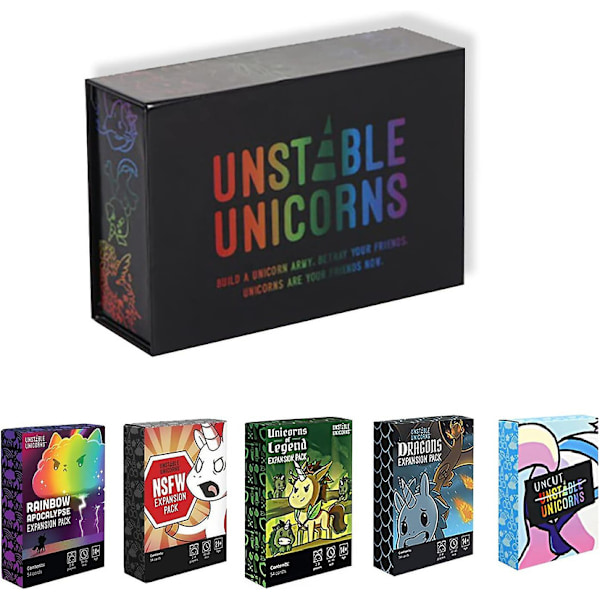 6 stk. Unstable Unicorn Solitaire Spilsæt - Strategispil for voksne, til at supplere Base Unstable Unicorn Solita