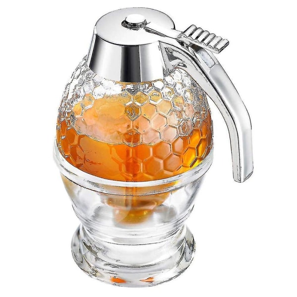 Hunaja-annostelija säilytystelineellä, 200 ml siirappiannostelijapurkkisäiliö - Snngv