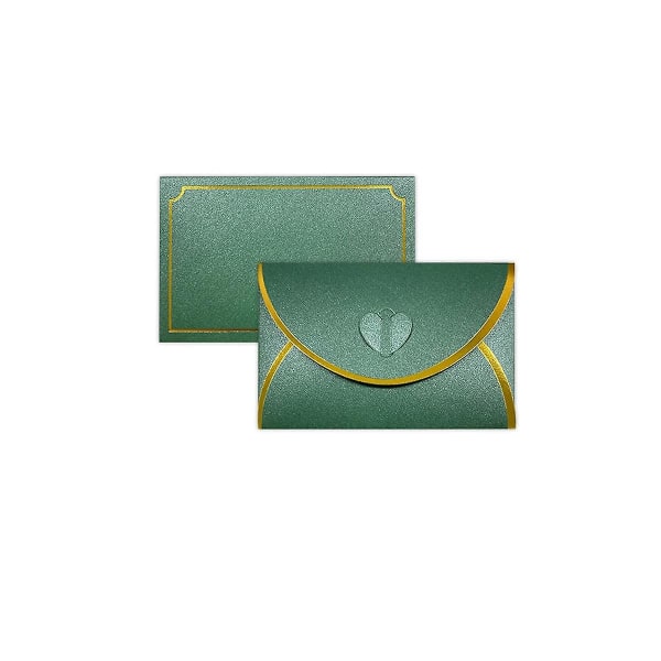 50 stk gavekortkonvolutter med kjærlighetsspenne Konvolutter med gullkant, konvolutt for notatkort, ons Dark green