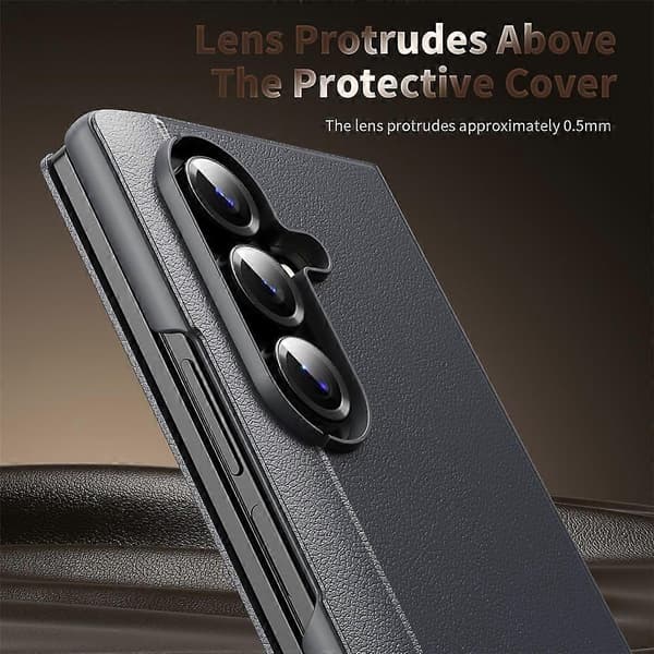 Kompatibelt etui til Samsung Galaxy Z Fold7 5G Smart View Window lædercover Grey