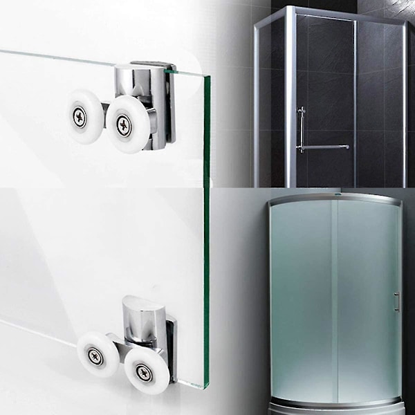 4 stk Dusjdørhjul 23mm Dusjdørruller Heavy Duty sinklegering Dobbelthjul For begge Flat Sli