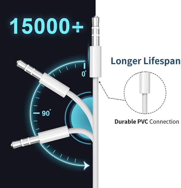 Aux-kabel för bil 3,5 mm Aux Stereo/Hörlurar/Högtalare Stöder alla iOS-system - Vit (1M)